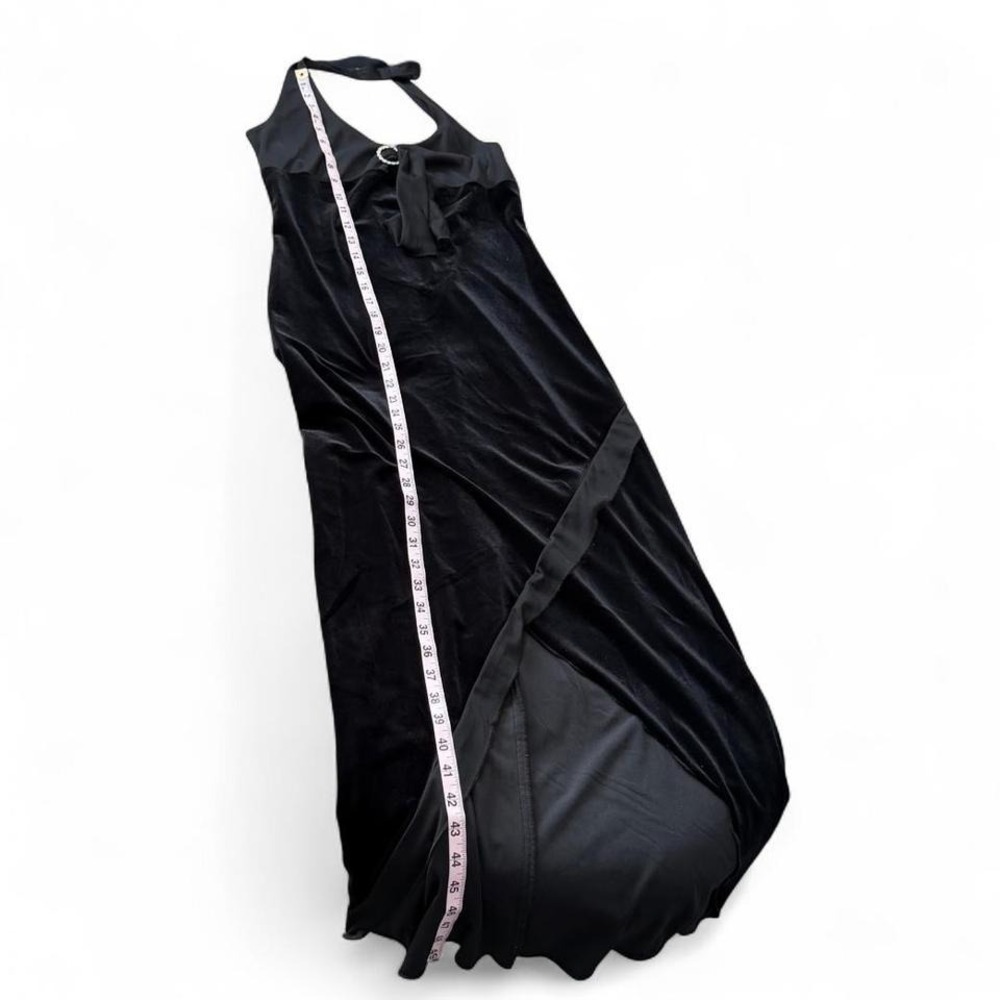 Vintage 90s Ruby Rox Black Velvet Halter Gown, Women's Size M - Picture 13 of 13